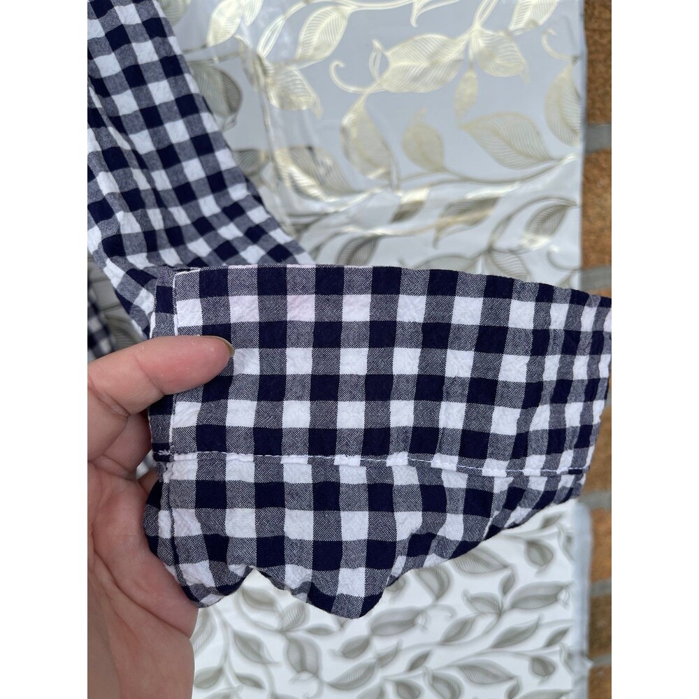 LWN Blue White Gingham 2-Piece Set Top Skirt M Lagenlook Vintage Indie - Picture 6 of 12